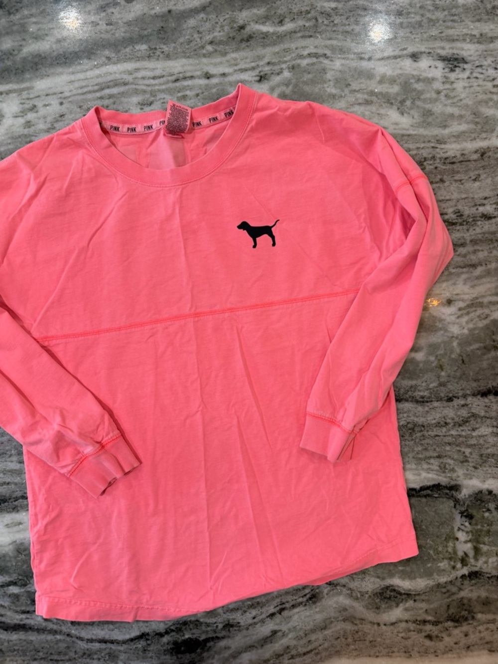 Victoria's Secret PINK Coral Pink Long Sleeve Tee Size Medium - Picture 2 of 4